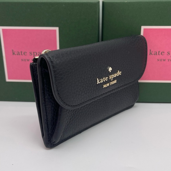 Kate Spade Dumpling Small Pebble Leather Flap Card Holder Wallet 
Black 
NWT - Picture 10 of 16
